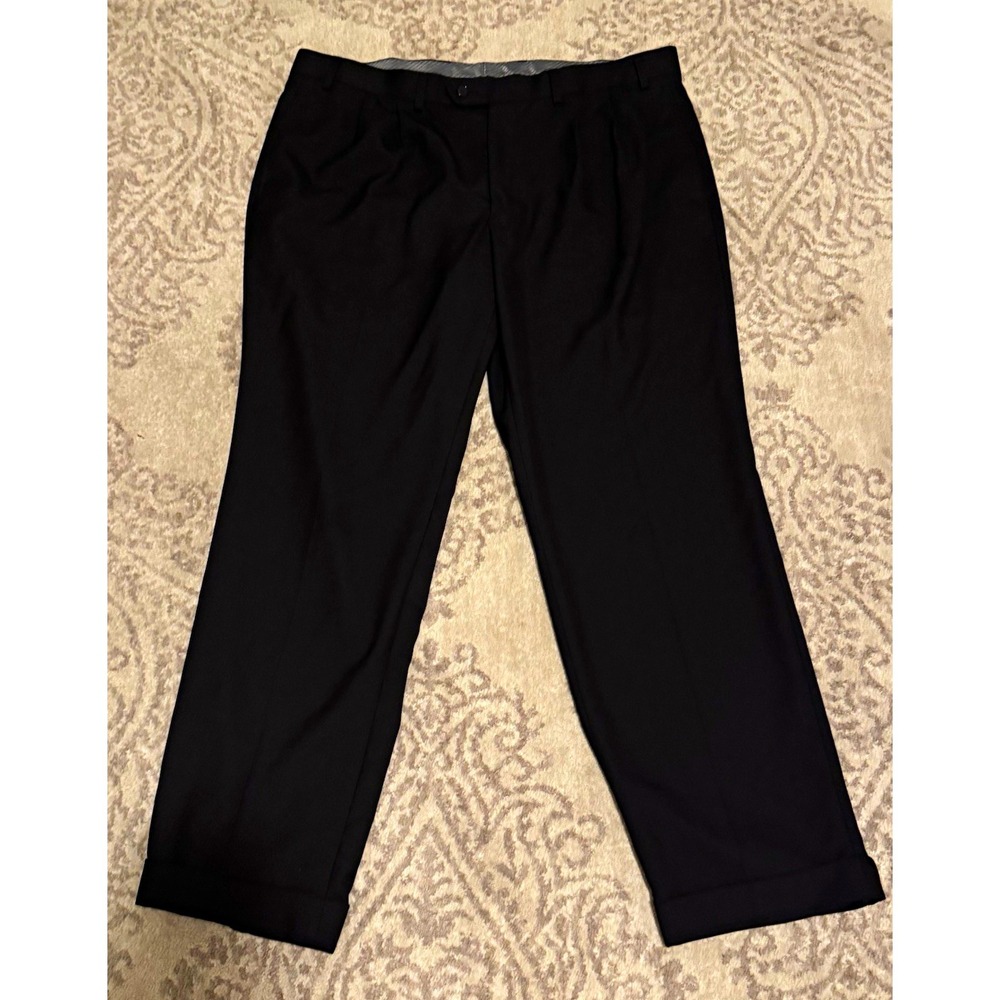 Lauren Ralph Lauren Mens Pleated Dress Pants Black Cuffed Trousers 38W x 24L